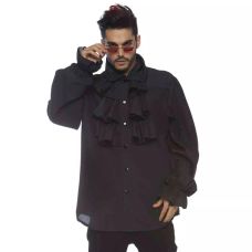 Костюмная рубашка с оборками для мужчин черного цвета Leg Avenue размер XL