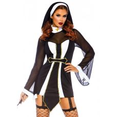 Костюм монашки для ролевых игр черного цвета Leg Avenue Twisted Sister 2 предмета размер S M