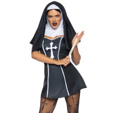 Костюм монашки черного цвета Leg Avenue Naughty Nun 2 предмета размер S 