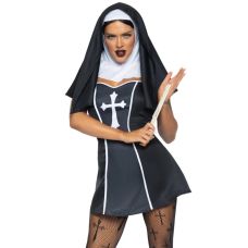 Костюм монашки черного цвета Leg Avenue Naughty Nun 2 предмета размер L 