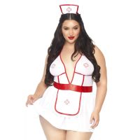 Сексуальный костюм медсестры для ролевых игр белого цвета с красным Leg Avenue Naughty Maid размеры XL 2XL