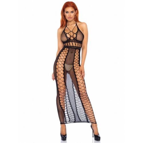 Длинное платье в сеточку черного цвета Leg Avenue Killer Instincts Fishnet Bodycon Dress размер Оne size
