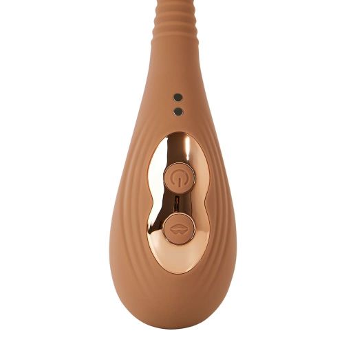 Подвійний кліторальний вакуумний стимулятор з вібруючим хвостиком для G силіконовий коричневого кольору Sweet Em Velvet Lure