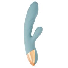 Вибратор вагинальный с отростком для клитора с функцией нагрева голубого цвета Sweet Em Velvet Lure