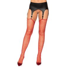 Панчохи в сіточку та зі стразами червоного кольору Leg Avenue