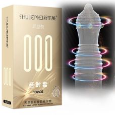 Презервативи з латексу ультратонкі з рельєфом та підвищеним мастилом прозорого кольору Foxshow Shulemei 000 10 штук