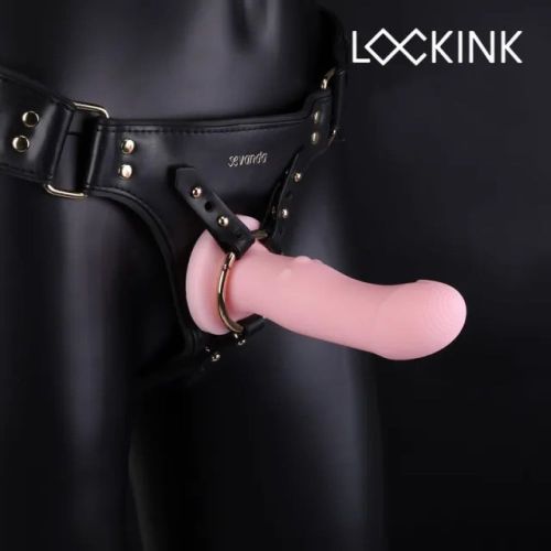Ременной страпон с вибрацией и пультом дистанционного управления розового цвета Lockink Sevanda размер L
