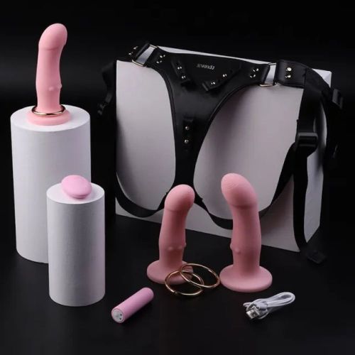 Ременной страпон с вибрацией и пультом дистанционного управления розового цвета Lockink Sevanda размер L