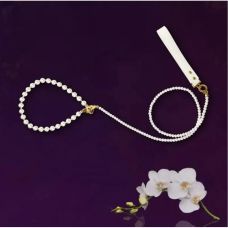 Ошейник с поводком БДСМ из жемчуга белого цвета Lockink