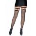 Чулки в сеточку с подвязками черного цвета Leg Avenue Thigh highs with garter top размер Оne size