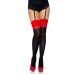 Непрозорі панчохи чорного кольору з червоними вставками Leg Avenue Opaque 2 Tone Stockings розмір Оne size