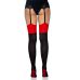 Непрозорі панчохи чорного кольору з червоними вставками Leg Avenue Opaque 2 Tone Stockings розмір Оne size