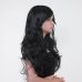 Перука з чубчиком з довгим хвилястим волоссям чорного кольору Fetish Hair довжина 600 мм