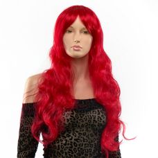 Перука з чубчиком червоний з довгим кучерявим волоссям Fetish Hair