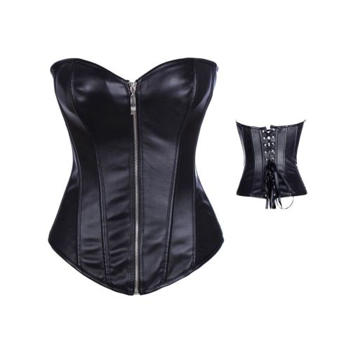 Корсет із застібкою блискавкою та шнурівкою чорний Star Night Sexy Leather розмір XS