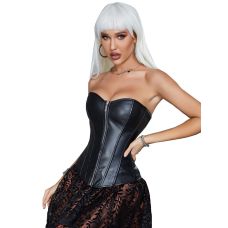 Корсет із застібкою блискавкою та шнурівкою чорного кольору Star Night Sexy Leather розмір S