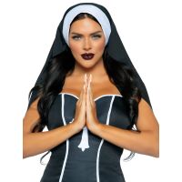 Головной убор сексуальной монахини для ролевых игр черно белого цвета Leg Avenue