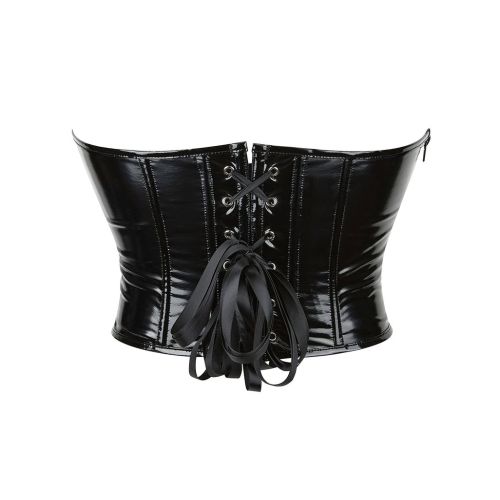 Корсет-топ із блискавкою та шнурівкою з трусиками в комплекті чорний Star Night розмір XS