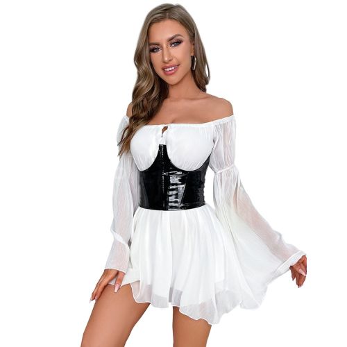 Корсет під груди зі шнурівкою та трусиками в комплекті чорного кольору Star Night розмір M