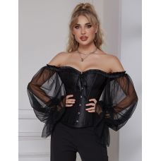 Корсет із рукавами на зав'язках стрічках чорний Star Night 12 Plastic Bones розмір XS