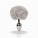 Анальная пробка металлическая серебристая с серым пушком ALUME размер S