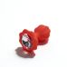 Анальная пробка рельефная красная с красным пушком и сменным прозрачным камнем ALUME размер S 