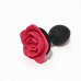 Анальная пробка силиконовая черная с красной розой ALUME размер S