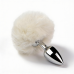 Анальная пробка металлическая серебристая с белым пушком ALUME размер S