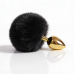 Анальная пробка металлическая золотистая с черным пушком ALUME размер S