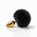 Анальная пробка металлическая золотистая с черным пушком ALUME размер S