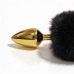 Анальная пробка металлическая золотистая с черным пушком ALUME размер S