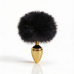 Анальная пробка металлическая золотистая с черным пушком ALUME размер S