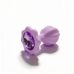 Анальная пробка рельефная лиловая с белым пушком и сменным сиреневым камнем ALUME размер S 