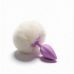 Анальная пробка рельефная лиловая с белым пушком и сменным сиреневым камнем ALUME размер S 