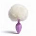 Анальная пробка рельефная лиловая с белым пушком и сменным сиреневым камнем ALUME размер S 