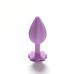 Анальная пробка рельефная лиловая с белым пушком и сменным сиреневым камнем ALUME размер S 