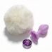 Анальная пробка рельефная лиловая с белым пушком и сменным сиреневым камнем ALUME размер S 