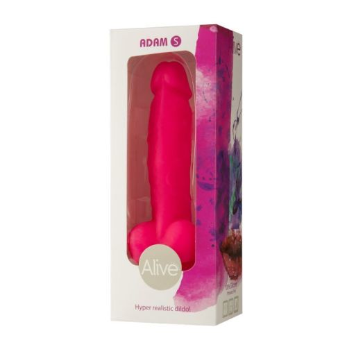 Фаллоимитатор 14/3,5 см реалистичный силиконовый с мошонкой на присоске Alive Adam Pink S Розовый
