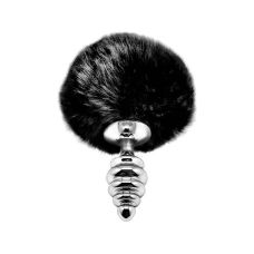 Анальная рельефная пробка с черным хвостом Alive Anal Pleasure размер L