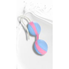 Вагинальные силиконовые шарики голубо розового цвета Amor Gym Balls
