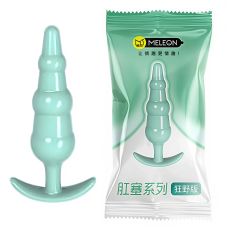 Анальная пробка ребристая зеленого цвета Meleon 