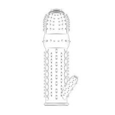 Насадка на член із шипами та додатковим стимулятором клітора гелева прозорого кольору SKN