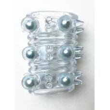 Насадка на член с бусинками стимулирующая серого цвета SKN