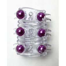 Насадка на член с бусинками стимулирующая фиолетового цвета SKN