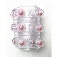 Насадка на член с бусинками стимулирующая розового цвета SKN