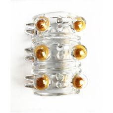 Насадка на член з бусинками, що стимулює золотистого кольору SKN