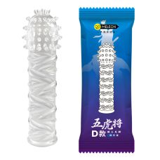 Насадка-презерватив на член с  дополнительным стимулятором клитора и шипами прозрачная Meleon