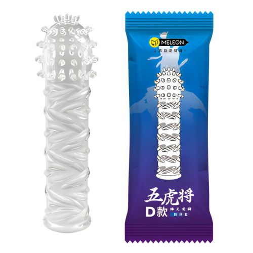 Насадка-презерватив на член із додатковим стимулятором клітора та шипами прозора Meleon