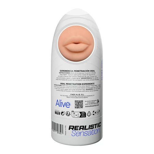 Мастурбатор мужской в виде рта в колбе телесный Alive Oral Flex размер M