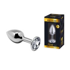 Анальний металевий затор з білим каменем Alive розмір S